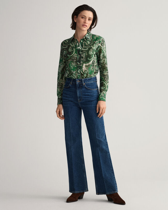 Regular Fit Paisley Bluse aus Baumwolle und Seide