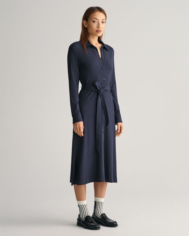 Slim Fit Jersey Hemdblusenkleid