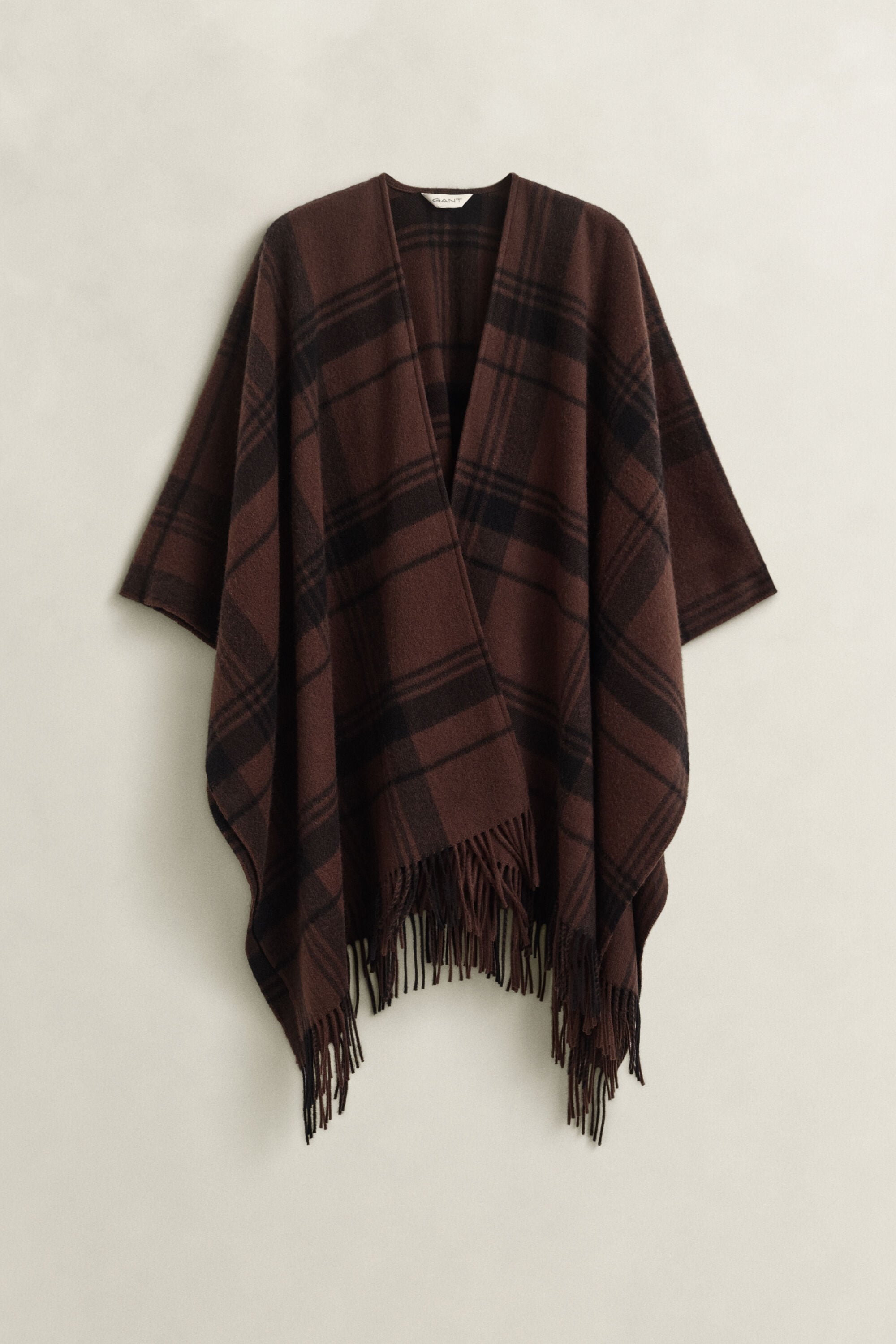 Karierter Wollponcho