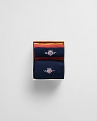 2er-Pack Gestreifte Shield Rugger Socken in Geschenkbox