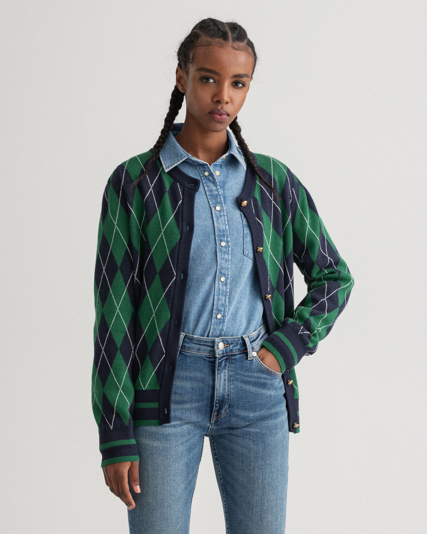 Strickjacke mit Argyle-Muster