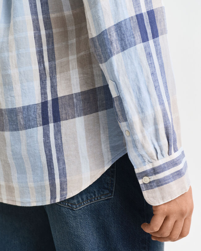 Regular Fit Madras Leinen Hemd
