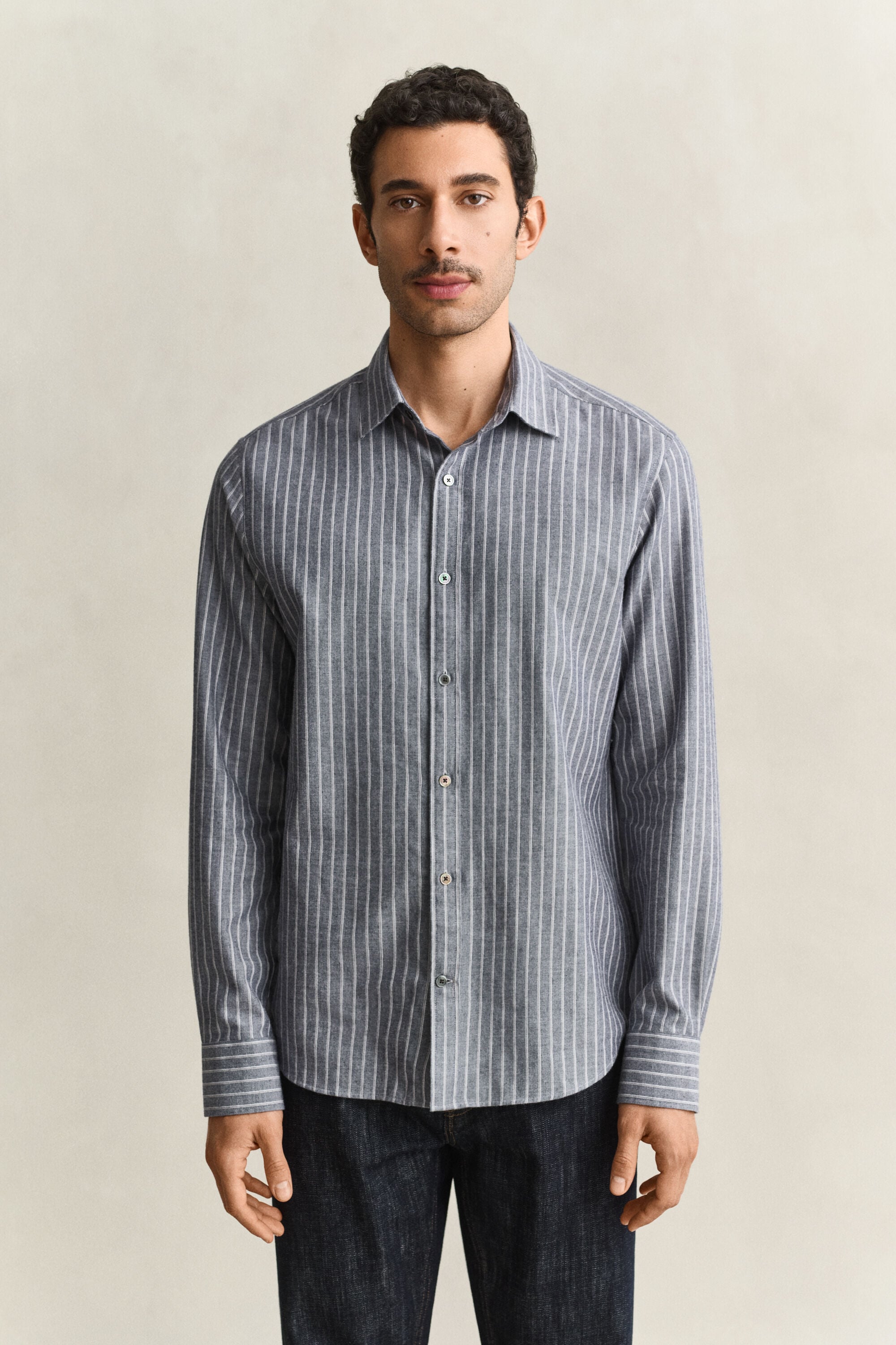 Gestreiftes Flanellhemd aus Melange-Garn