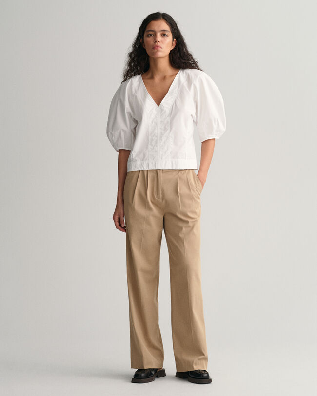 V-Neck Shirt mit Ballonärmeln