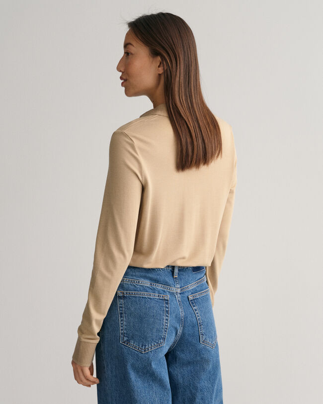 Verziertes Langarm-Poloshirt mit Kragen