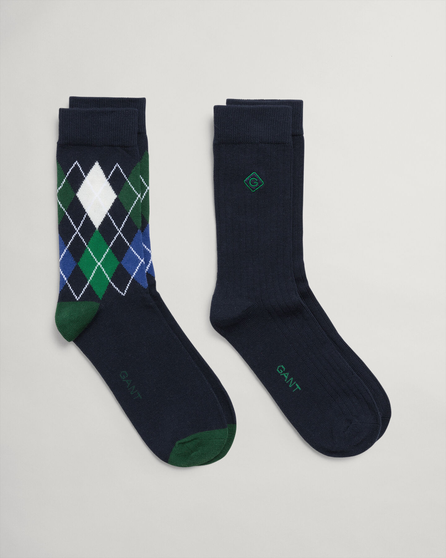 2er-Pack Socken Argyle & Gerippt