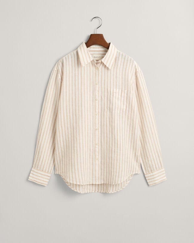 Relaxed Fit Leinen Bluse mit Streifen