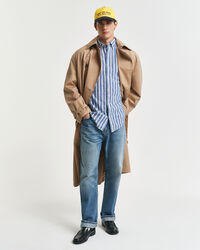 Regular Fit Hemd mit Streifen aus Baumwolle und Leinen