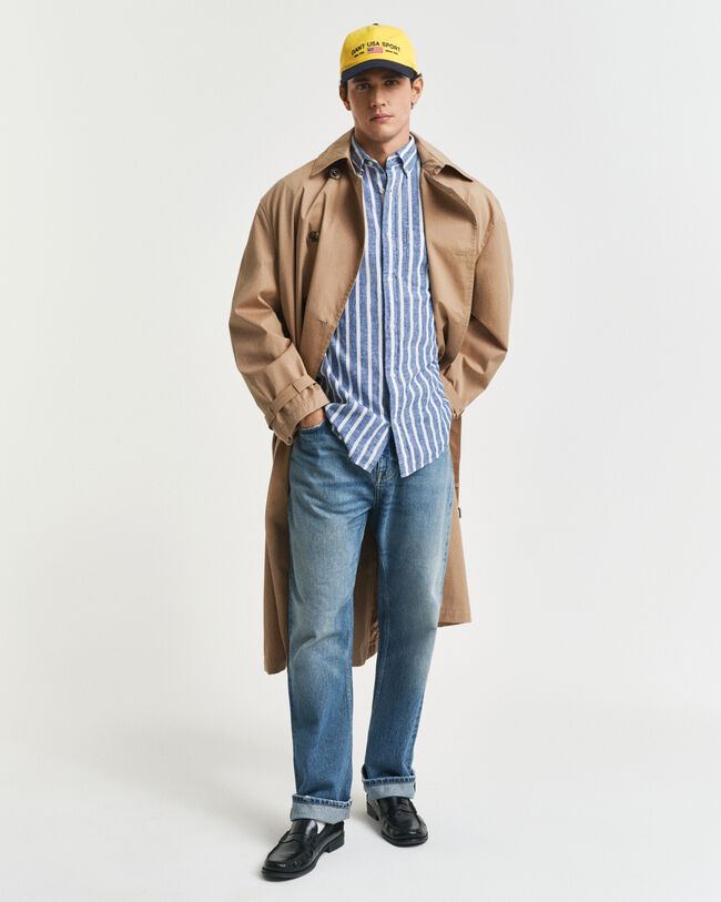 Regular Fit Hemd mit Streifen aus Baumwolle und Leinen