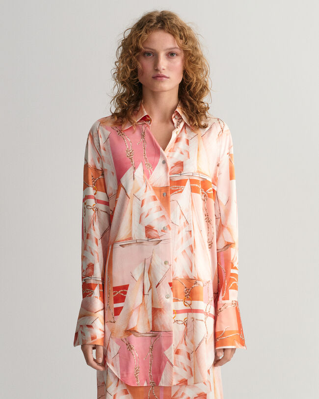 Relaxed Fit Sailing Print Seidenbluse