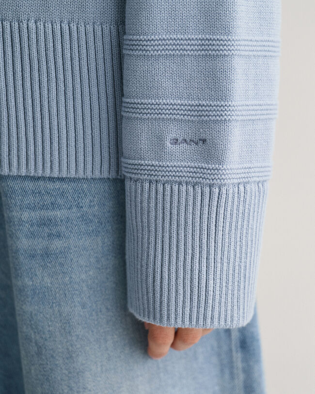 Tonal Baumwoll Rundhalspullover mit Streifen