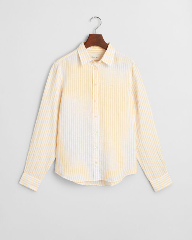 Regular Fit Leinenbluse mit Streifen
