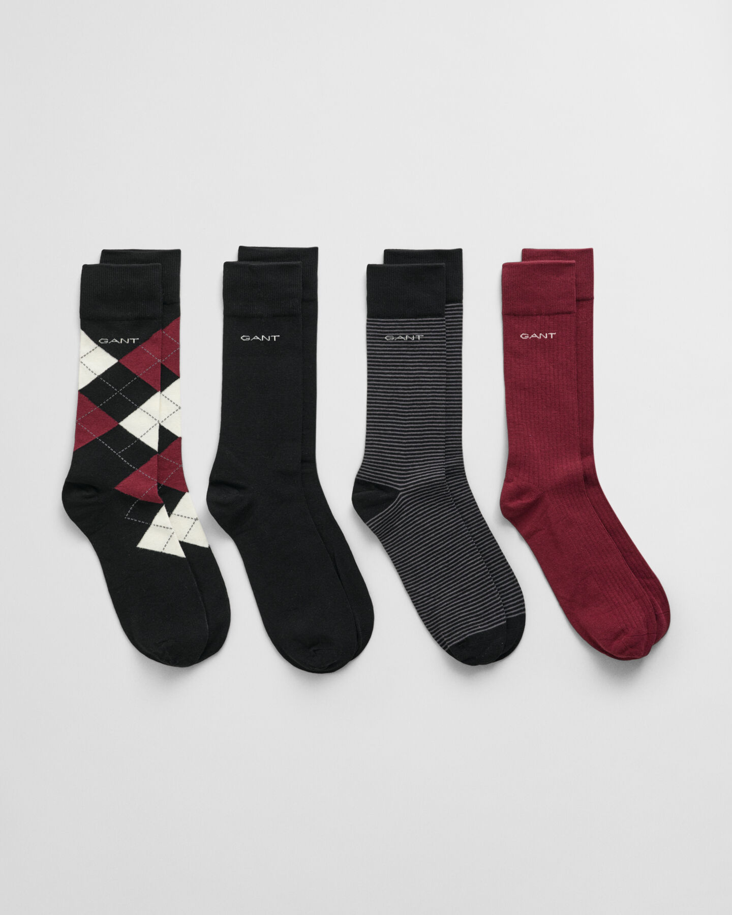 4er-Pack Argyle-Socken in Geschenkbox Gestreift & Einfarbig