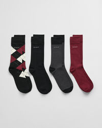 4er-Pack Argyle-Socken in Geschenkbox Gestreift & Einfarbig