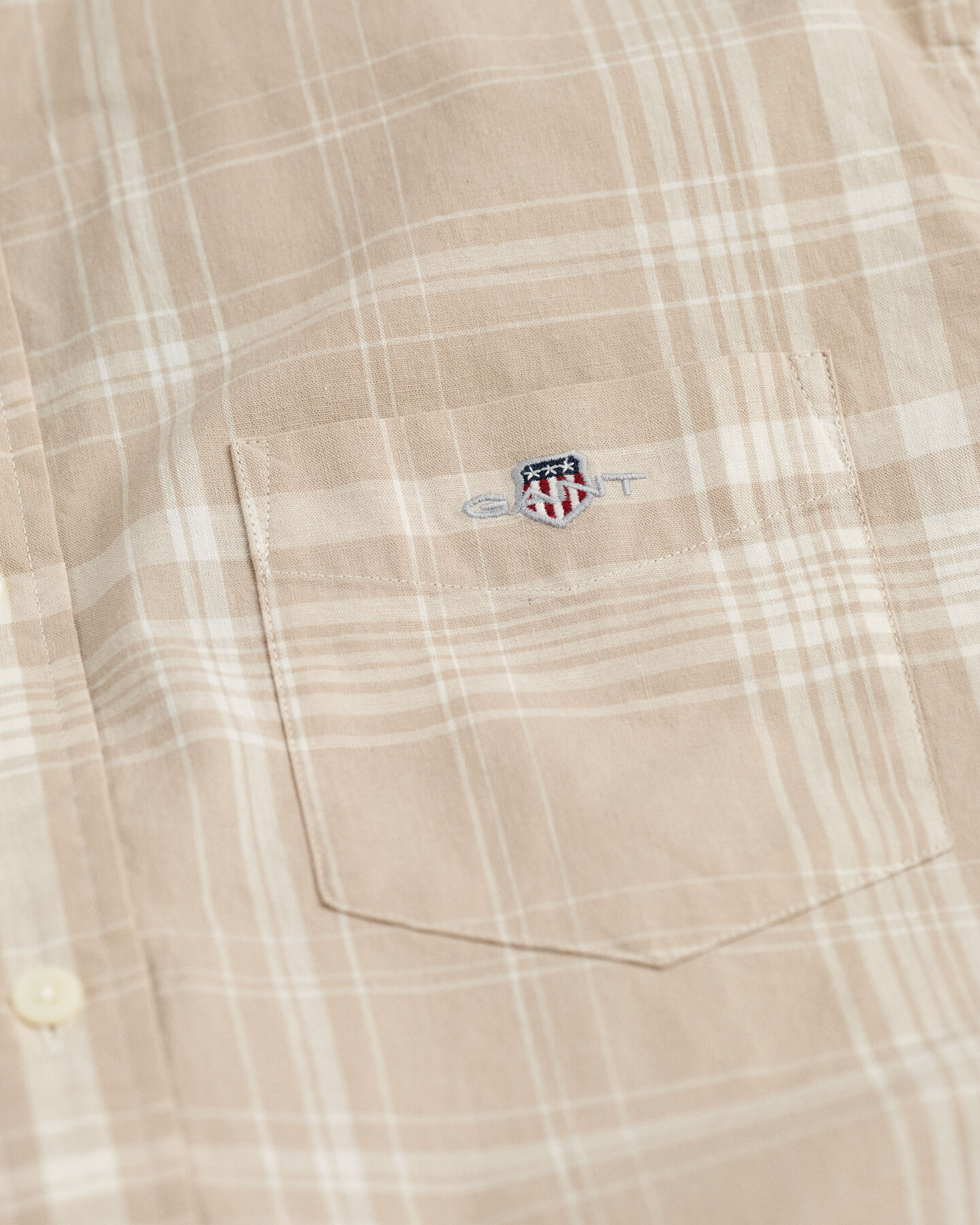 Regular Fit Baumwoll Leinen Kurzarmhemd mit Karomuster