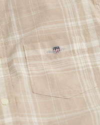 Regular Fit Baumwoll Leinen Kurzarmhemd mit Karomuster