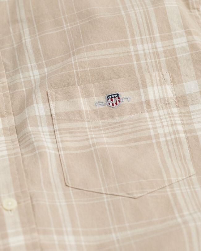 Regular Fit Baumwoll Leinen Kurzarmhemd mit Karomuster