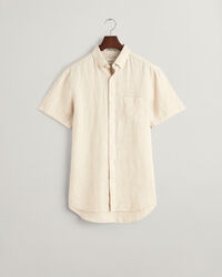 Regular Fit Leinen Kurzarmhemd im Hahnentrittmuster