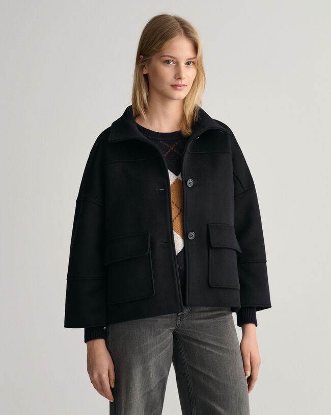 Cropped Jacke aus Wollmischung