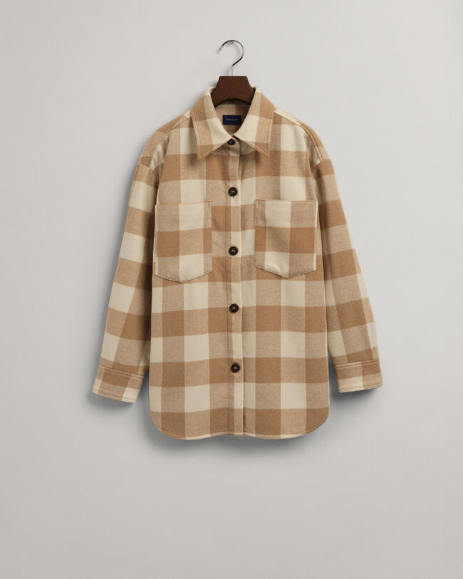 Relaxed Fit Oxford-Hemdjacke mit Karomuster