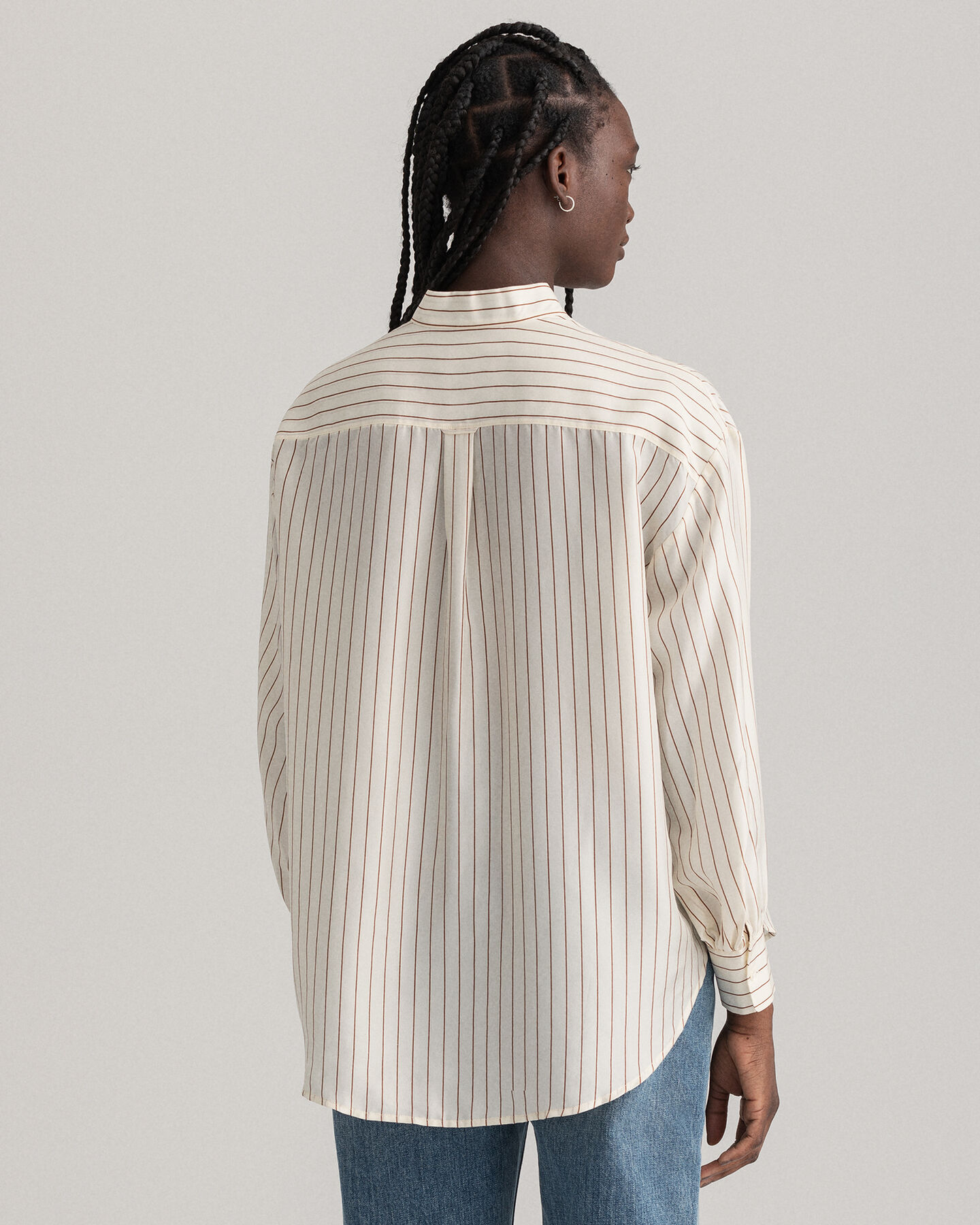 Schluppenbluse aus Seide mit Nadelstreifen