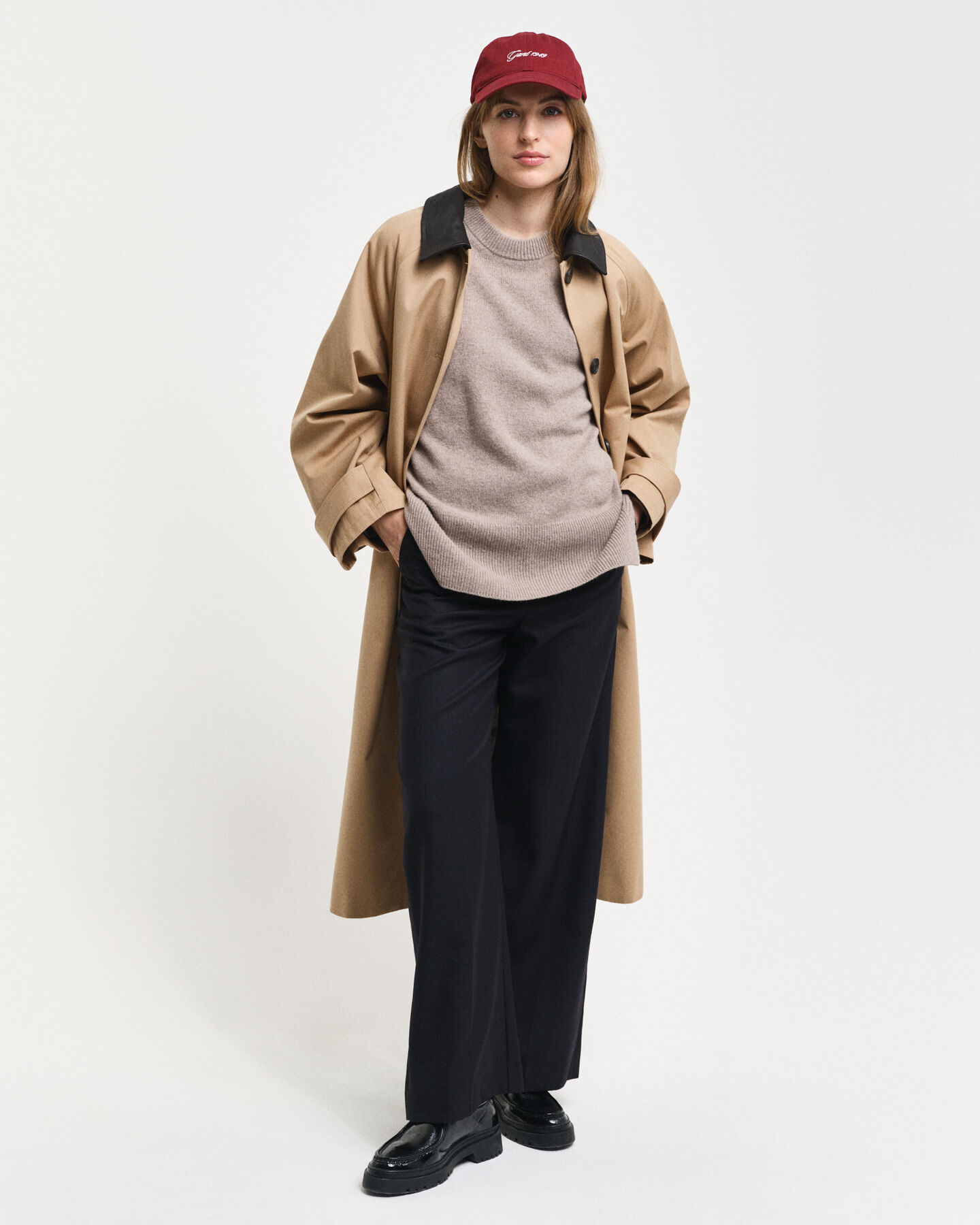 Herringbone Rundhalspullover mit Detail