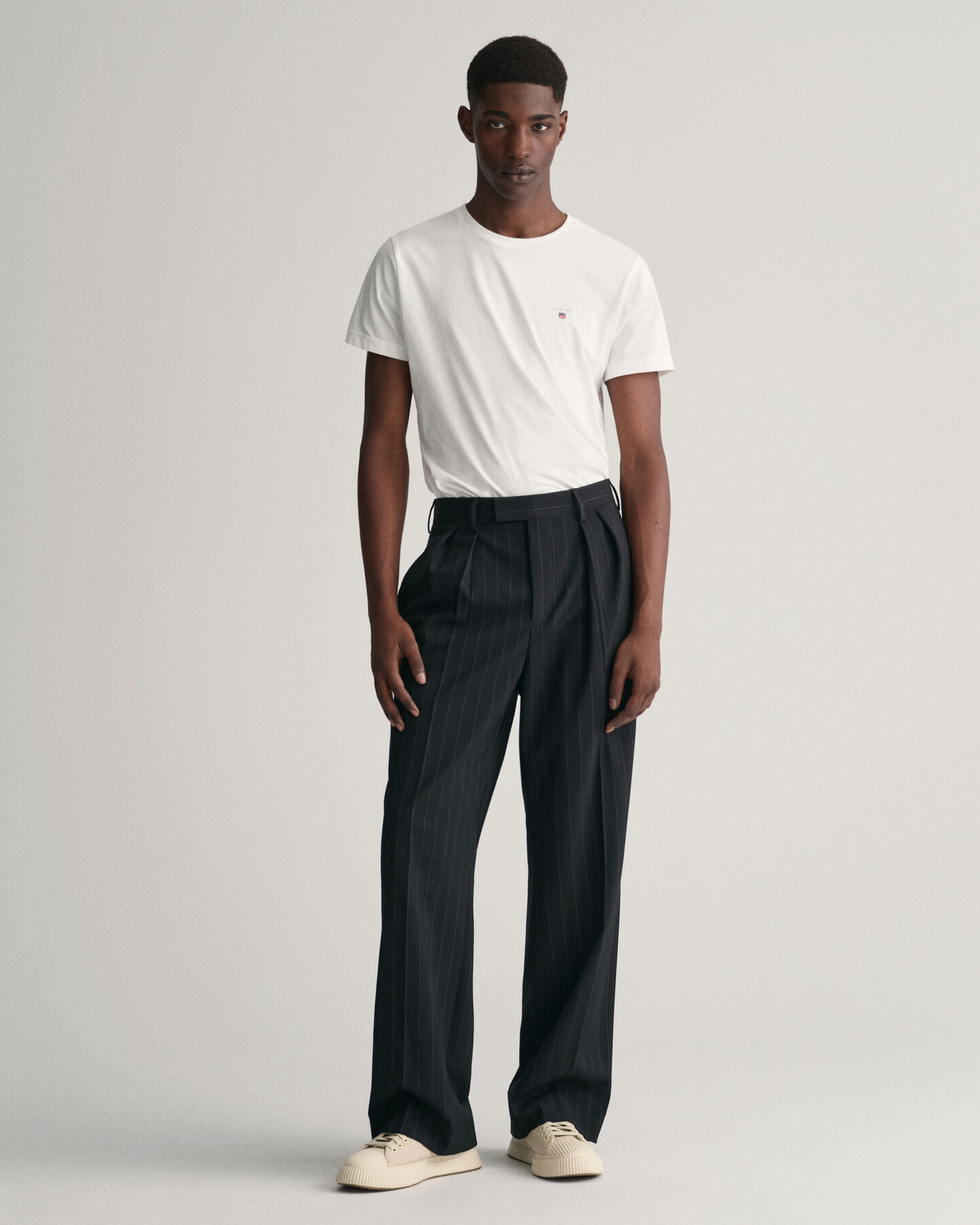 Anzughose mit Nadelstreifen und Bundfalten