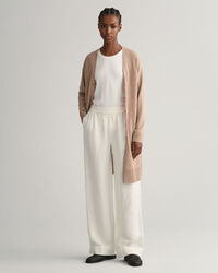 V-Neck Strickjacke aus Leinenmischgewebe