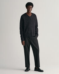 Shiny V-Neck Pullover mit Alpakawolle