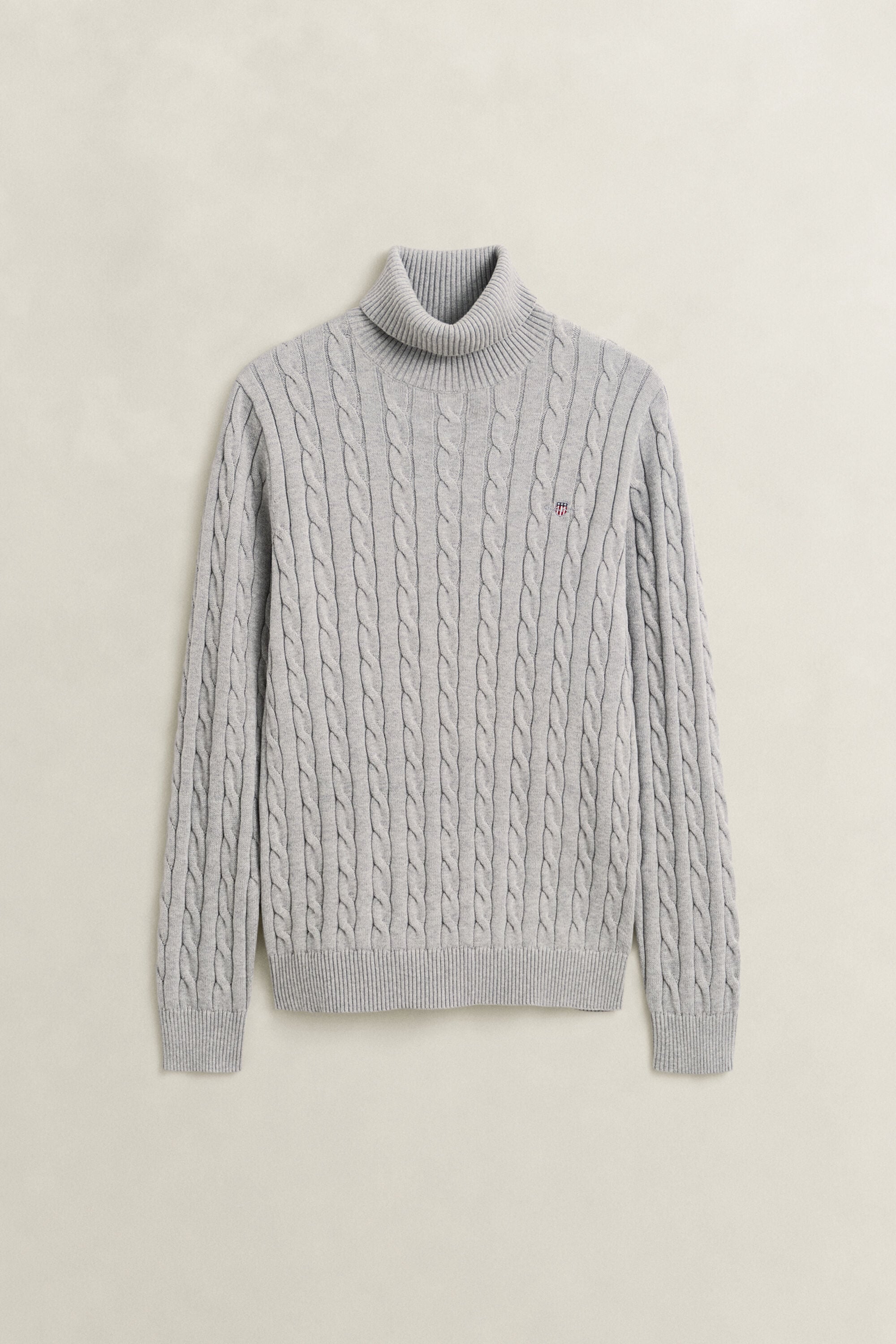 Zopfstrick Rollkragenpullover aus Baumwolle