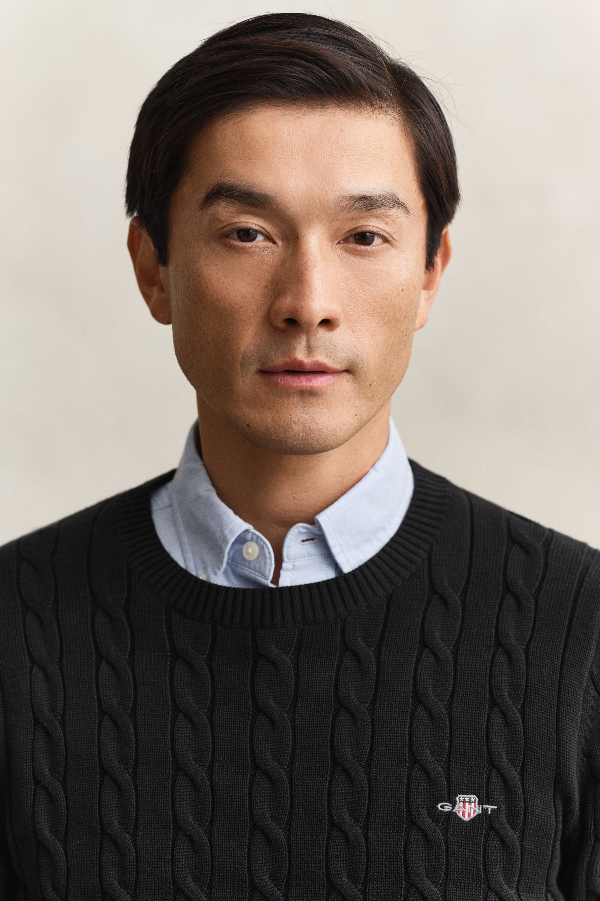 Zopfstrick Rundhalspullover aus Baumwolle