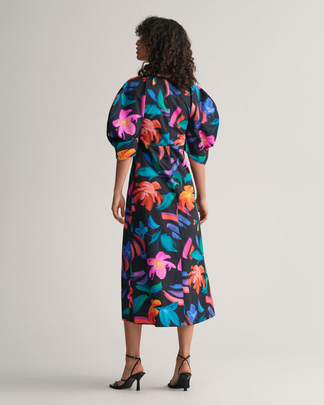 Kleid mit Blumen-Print und Ballon&auml;rmeln