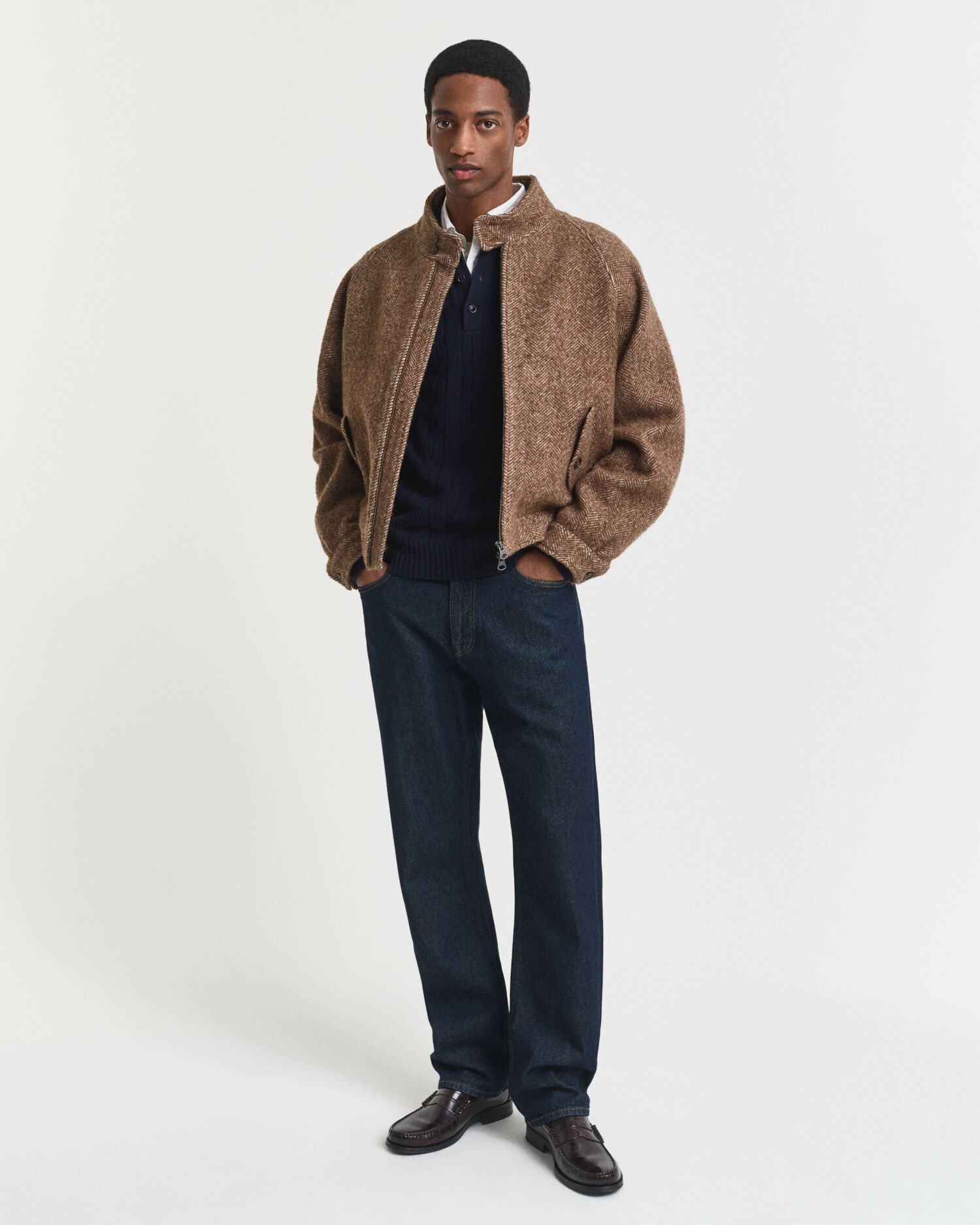 Lambswool Zopfstrick Polopullover