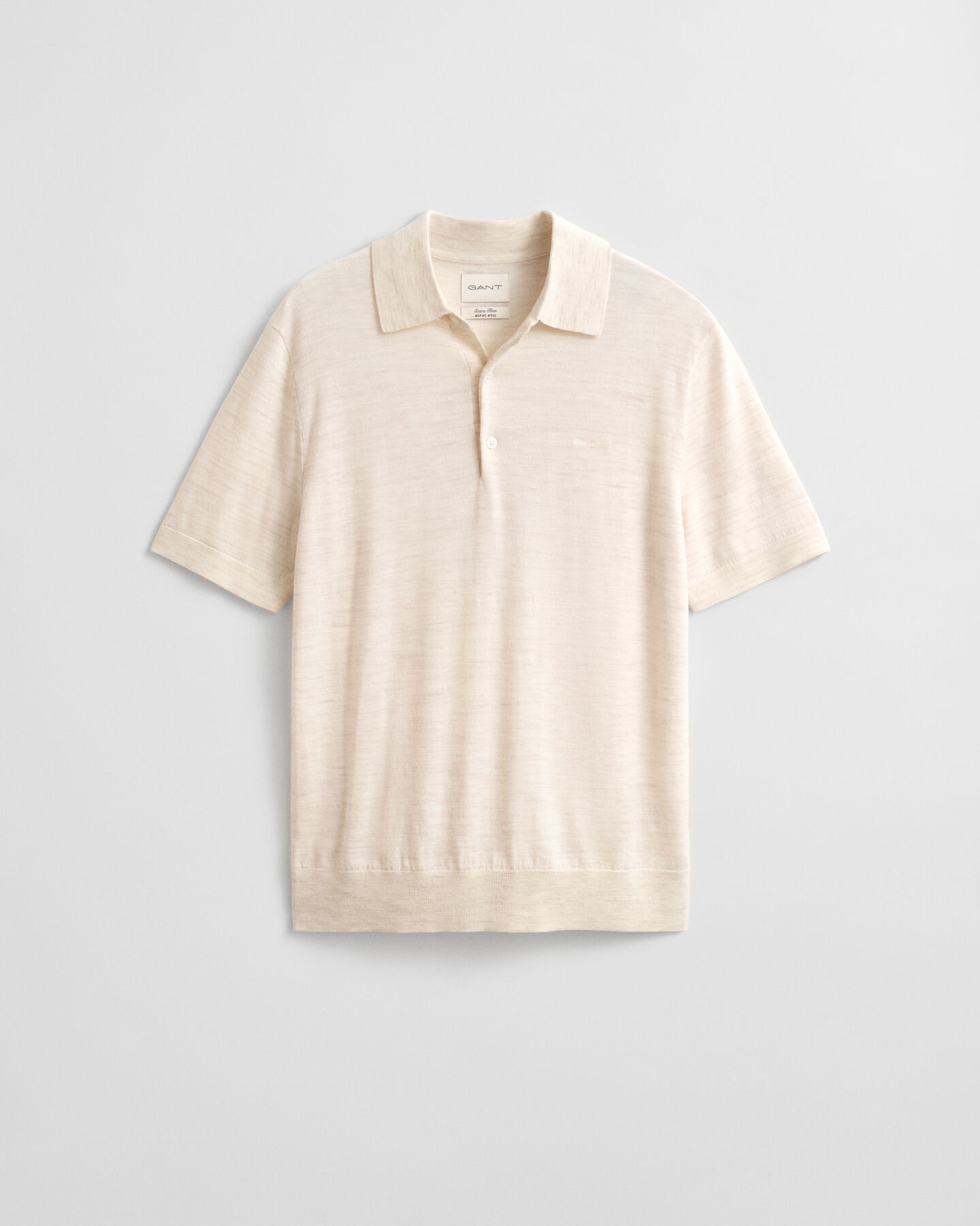 Kurz&auml;rmeliger Polopullover aus extrafeiner Merinowolle