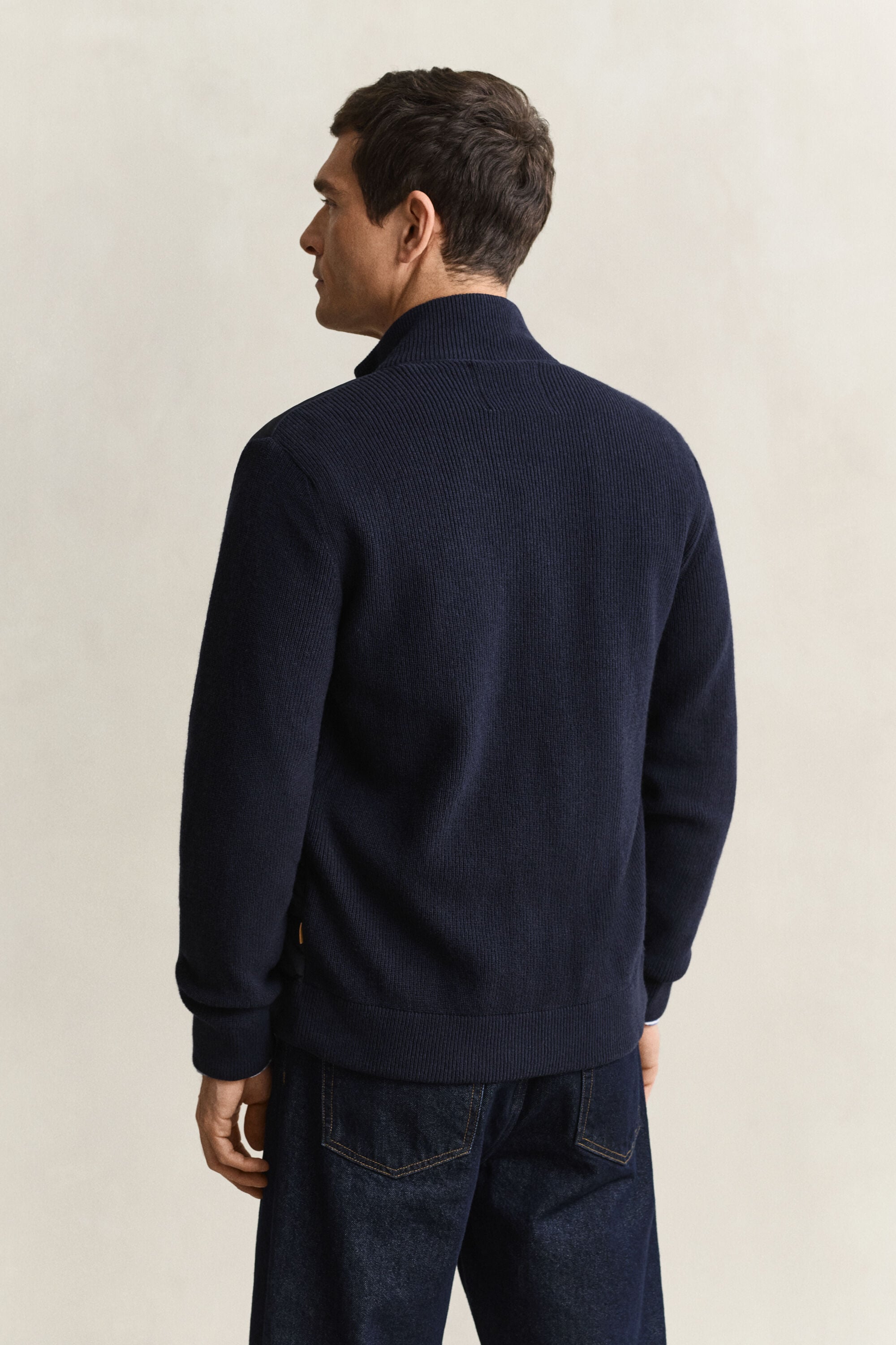 Materialmix Strickjacke mit Reißverschluss
