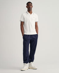 Piqu&eacute; Poloshirt mit Fischgr&auml;tmuster und Kontraststreifen