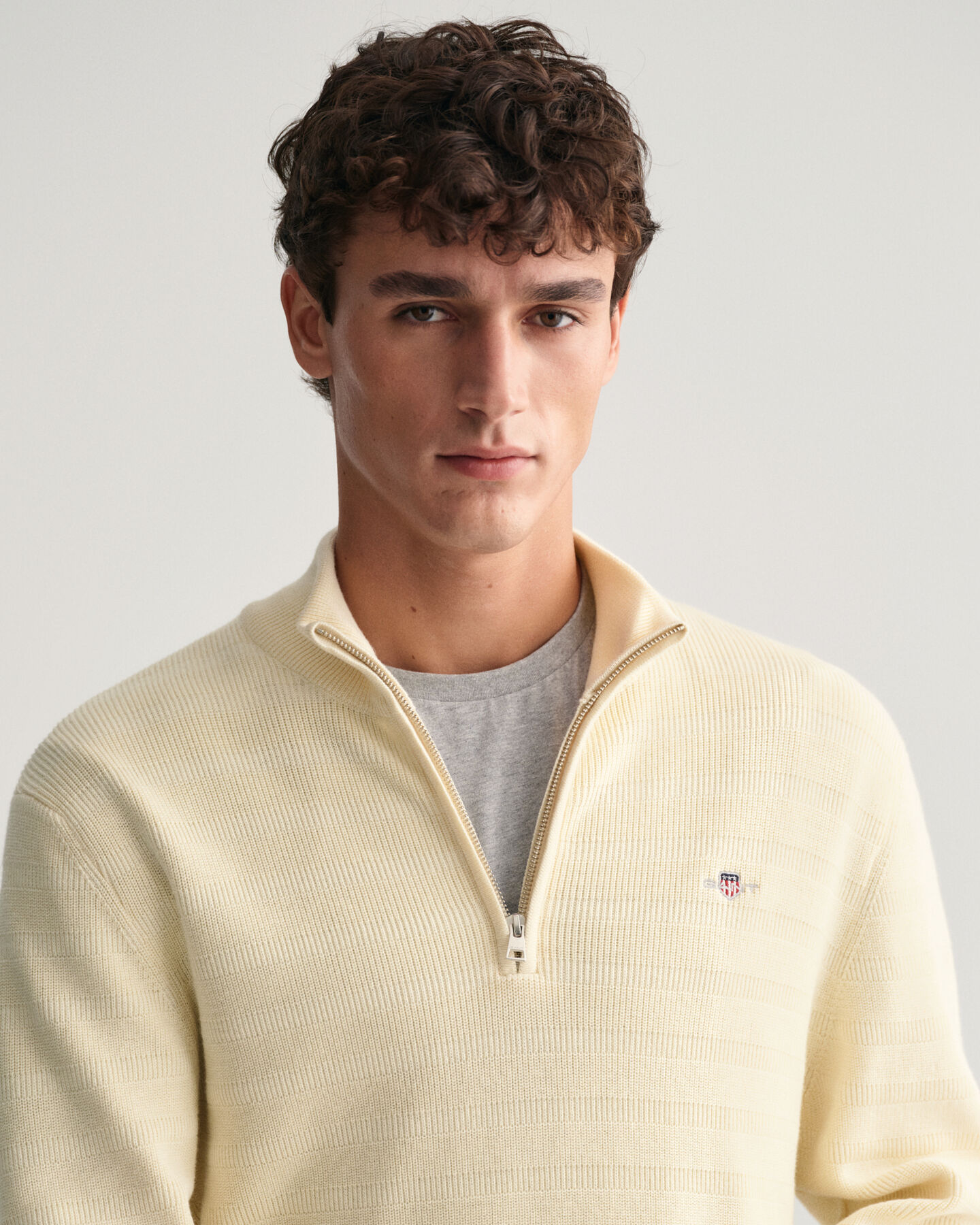 Strukturierter Baumwoll Troyer mit Streifen