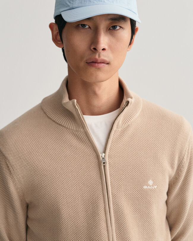 Strickjacke aus Baumwoll-Piqu&eacute;