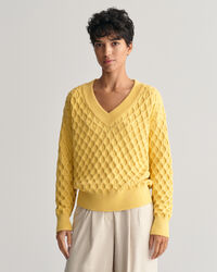 Strukturstrick V-Neck Pullover