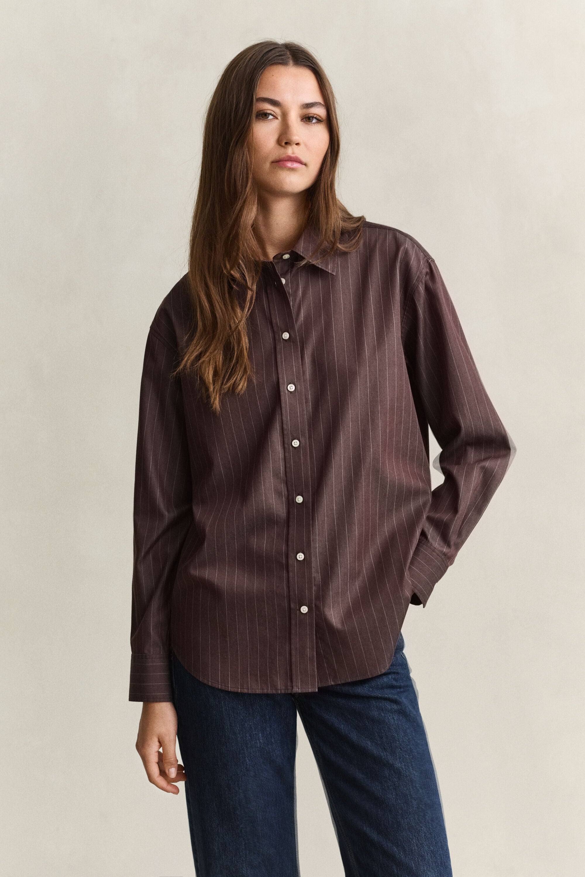 Relaxed Fit Popeline Bluse mit Streifen