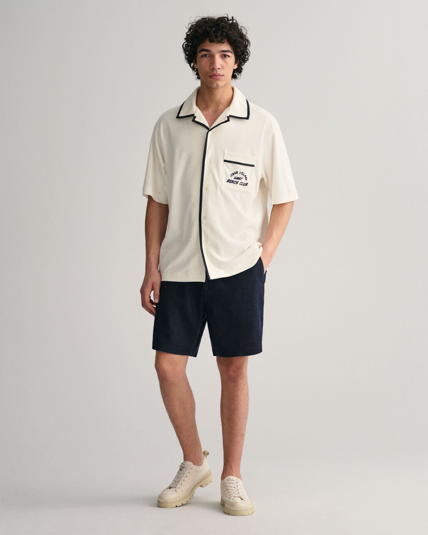 Relaxed Fit Terry Cloth Kurzarmhemd
