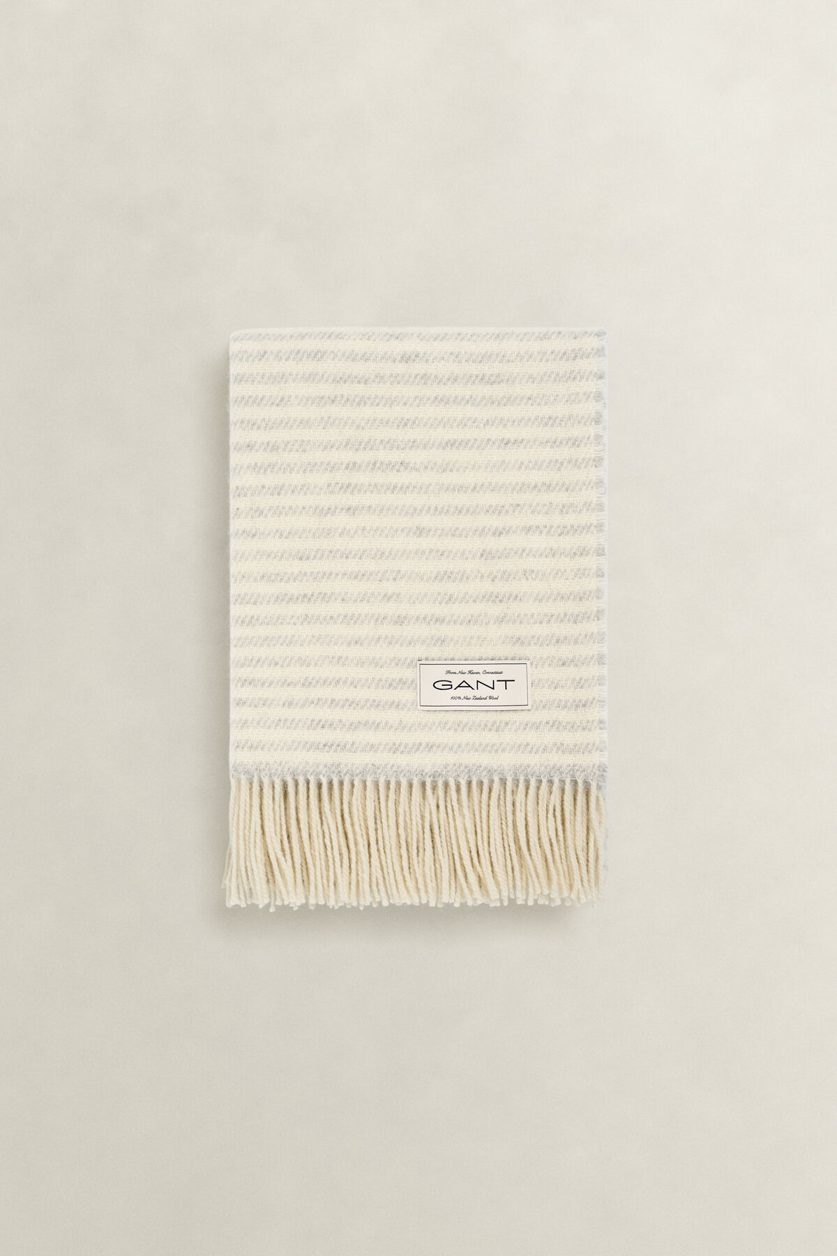 Gestreifte Wolldecke — LIGHT GREY