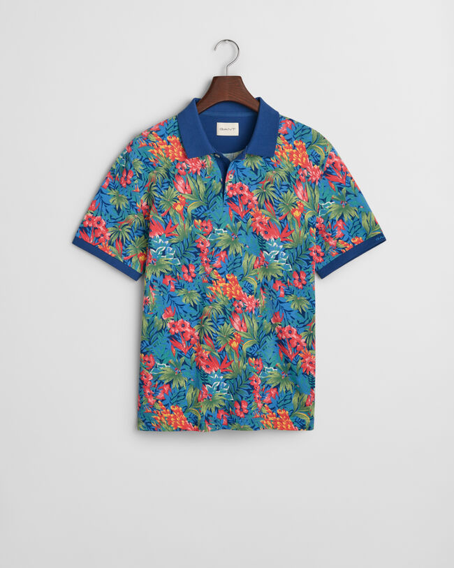 Mehrfarbiges Tropical Print Poloshirt