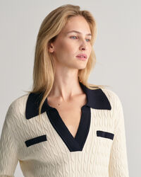 Zopfstrick Polopullover