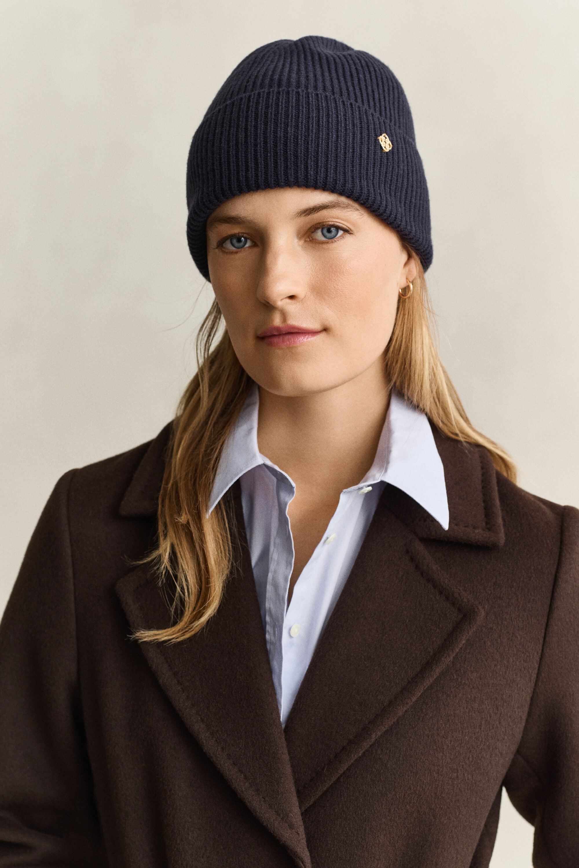 Gerippte Beanie aus Wolle