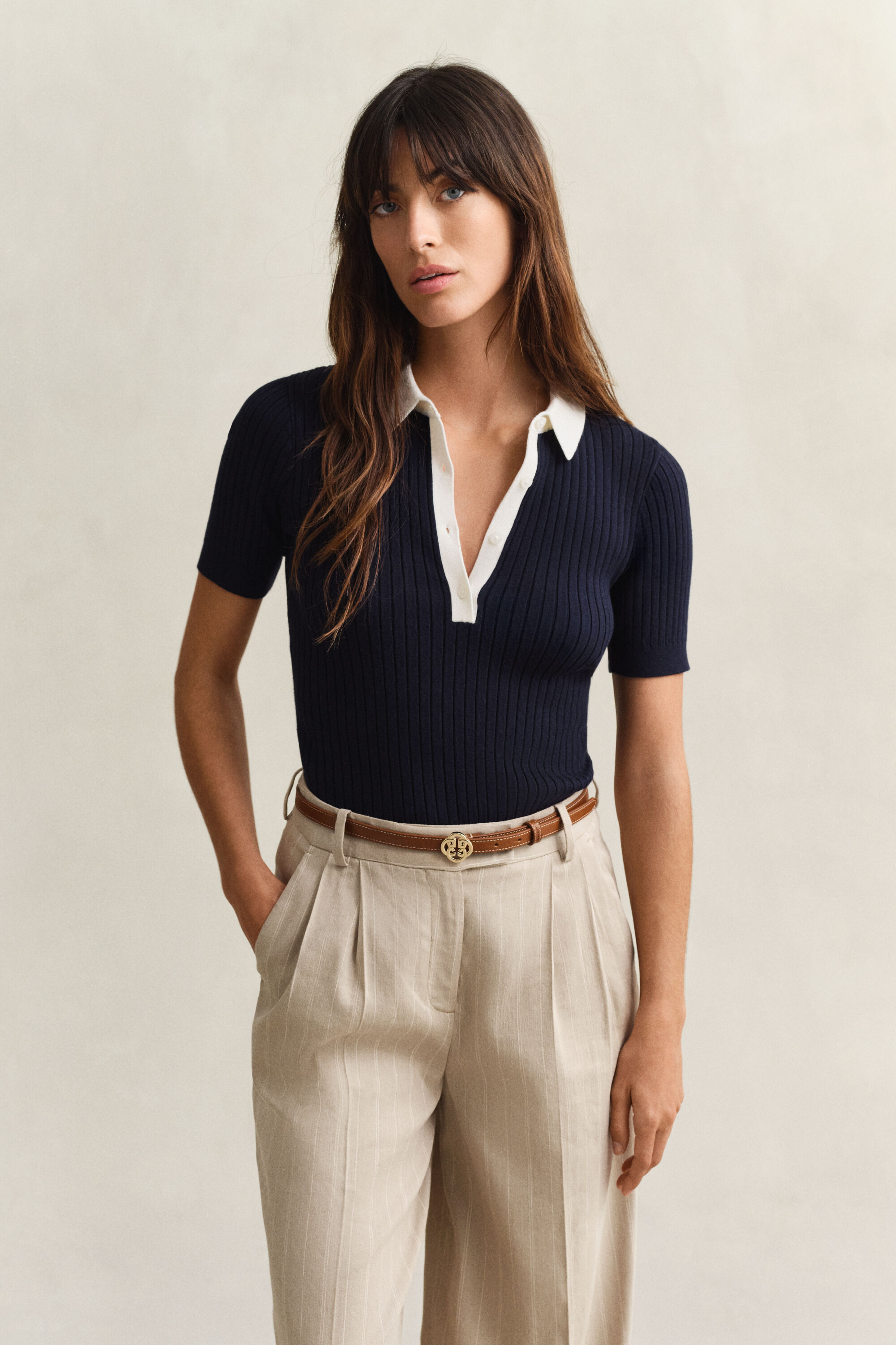 Gerippter Kurzarm-Rugger