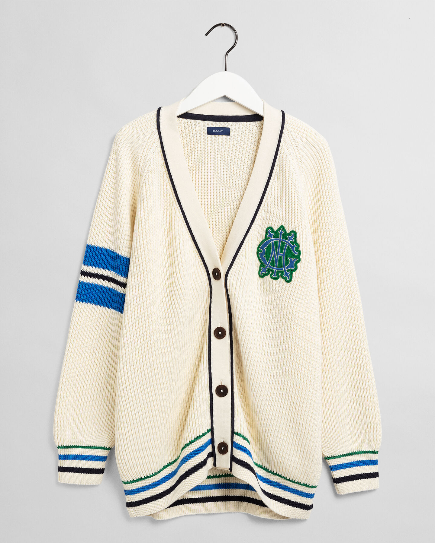 Gerippte Crest Strickjacke