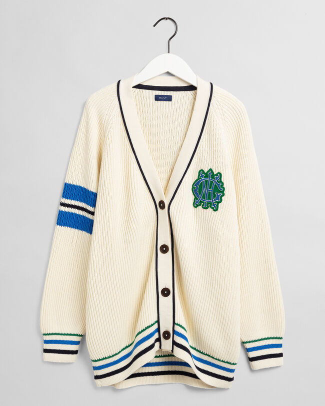 Gerippte Crest Strickjacke