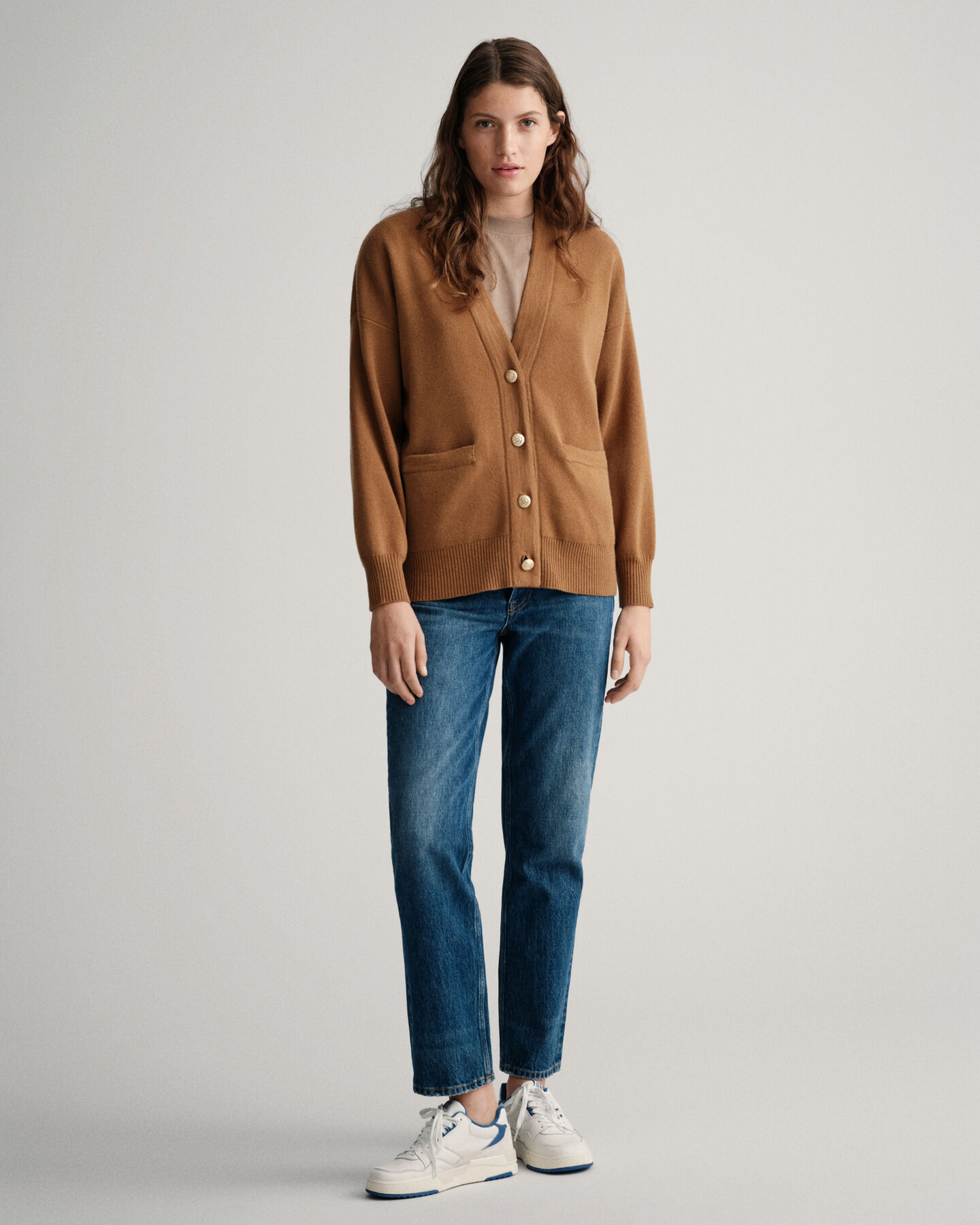 Einfarbiger Oversized Strickjacke