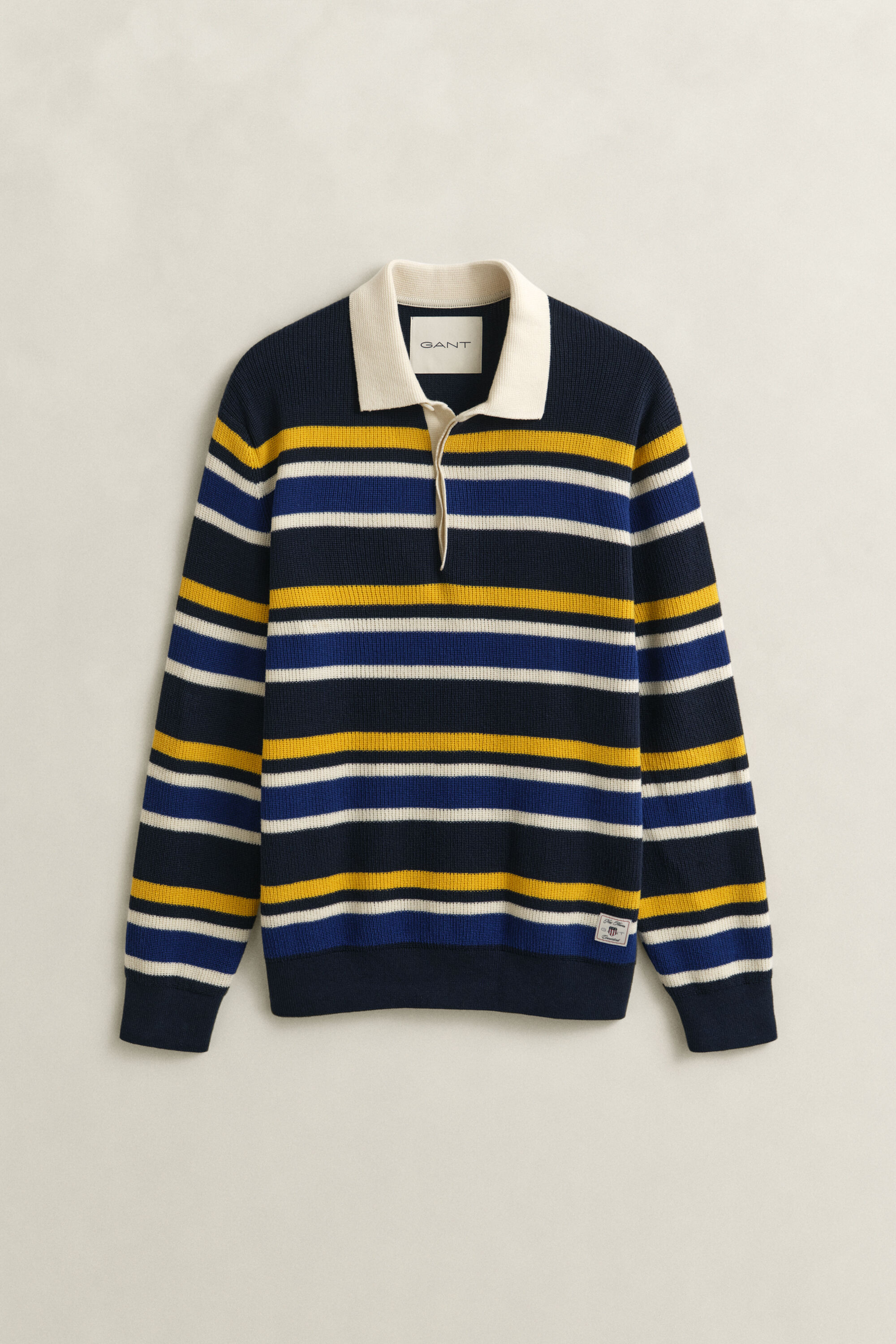 Gerippter Polopullover mit Streifen